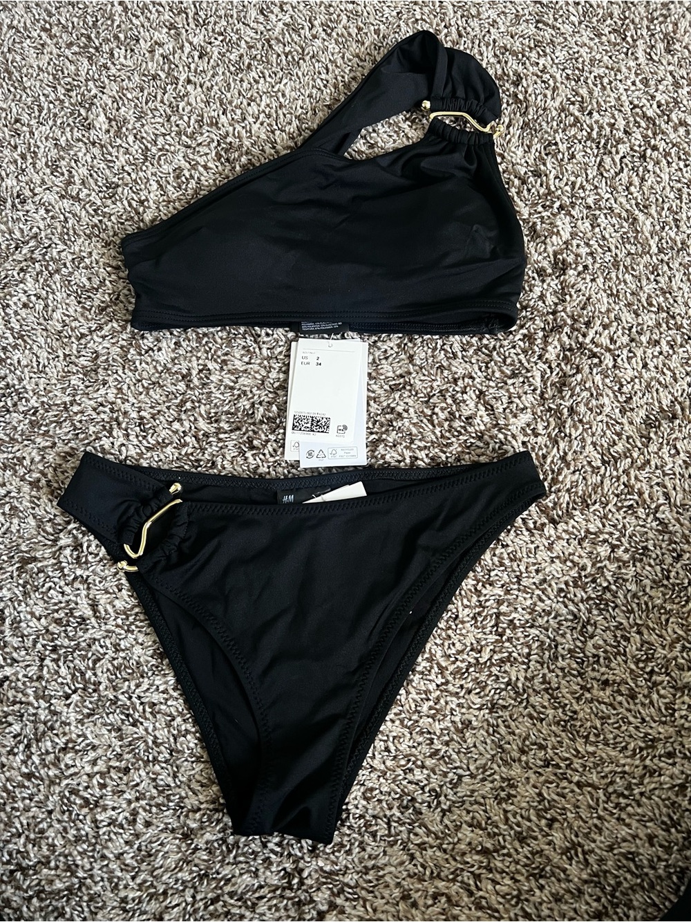 H&M One-Shoulder Cheeky Bikini Set Sz 2